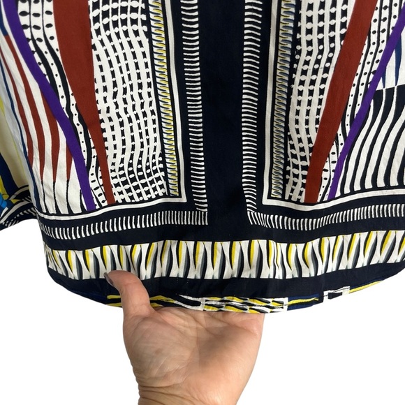 DIANE VON FURSTENBERG Alana Multicolor Geometric Silk Blouse Tunic Top 12 DVF - Picture 6 of 10